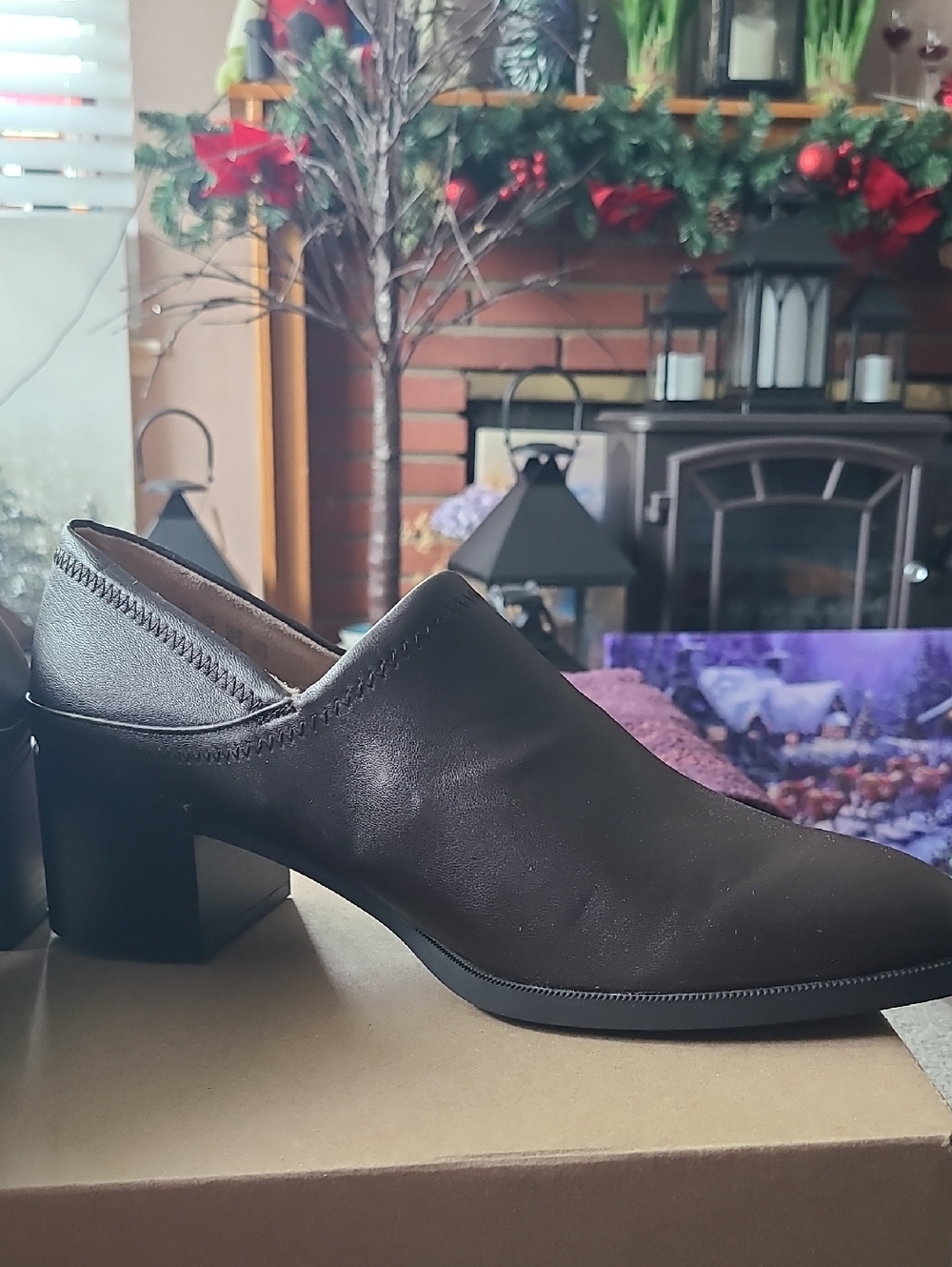 Life Stride  Dark Brown Block Heel Bootie/Loafer Size 9.5 Wide